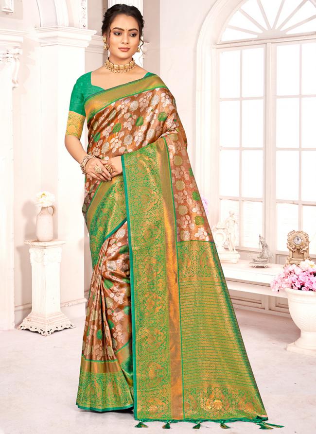 Kanjivaram Silk Green Festival Wear Weaving Saree